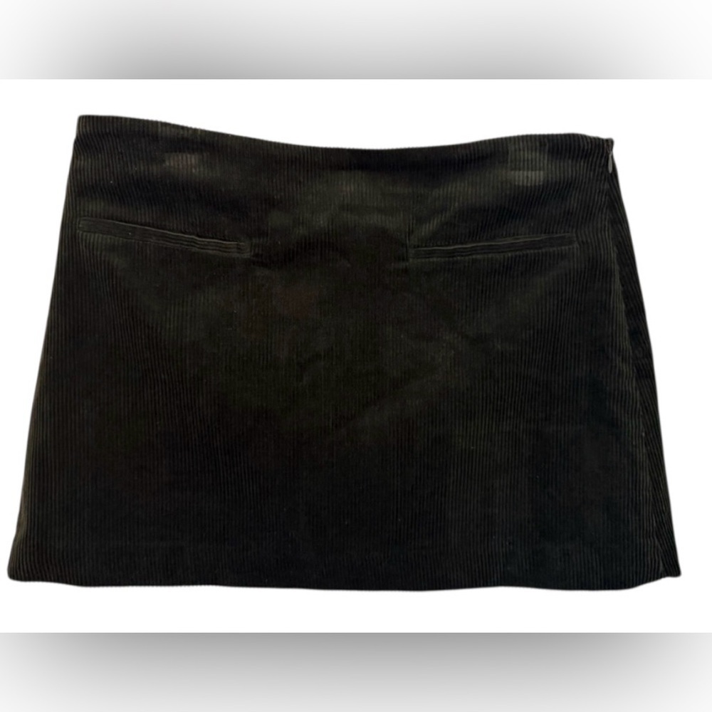 Zara NWT Dark Green Corduroy Mini Skirt Size L Lined Side Zip Fal - Picture 4 of 10